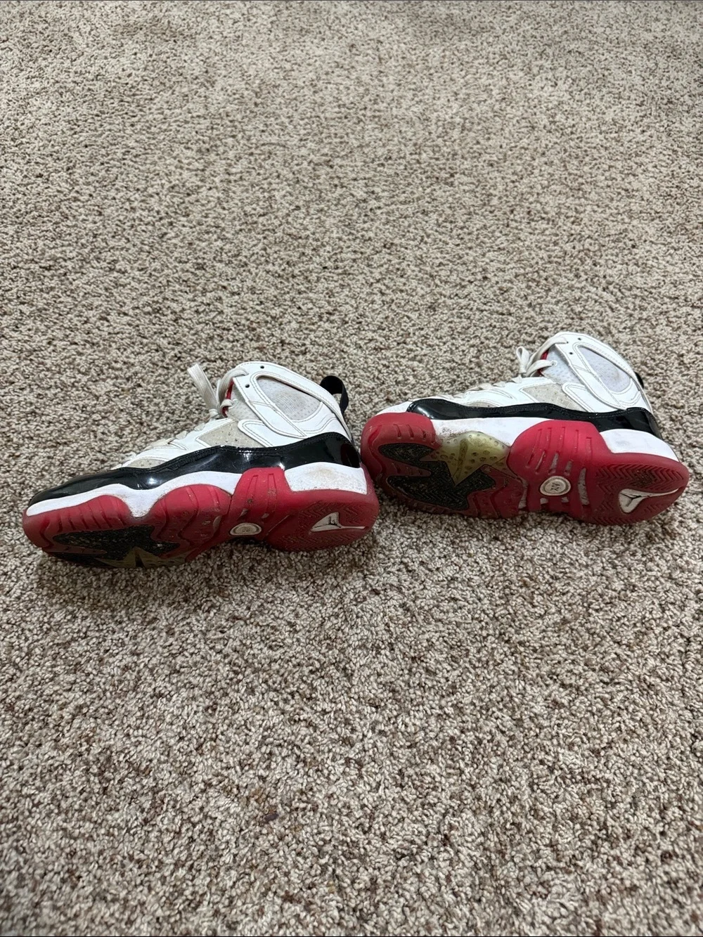 Jordan Kids High-Top Sneakers in White, Black & Red